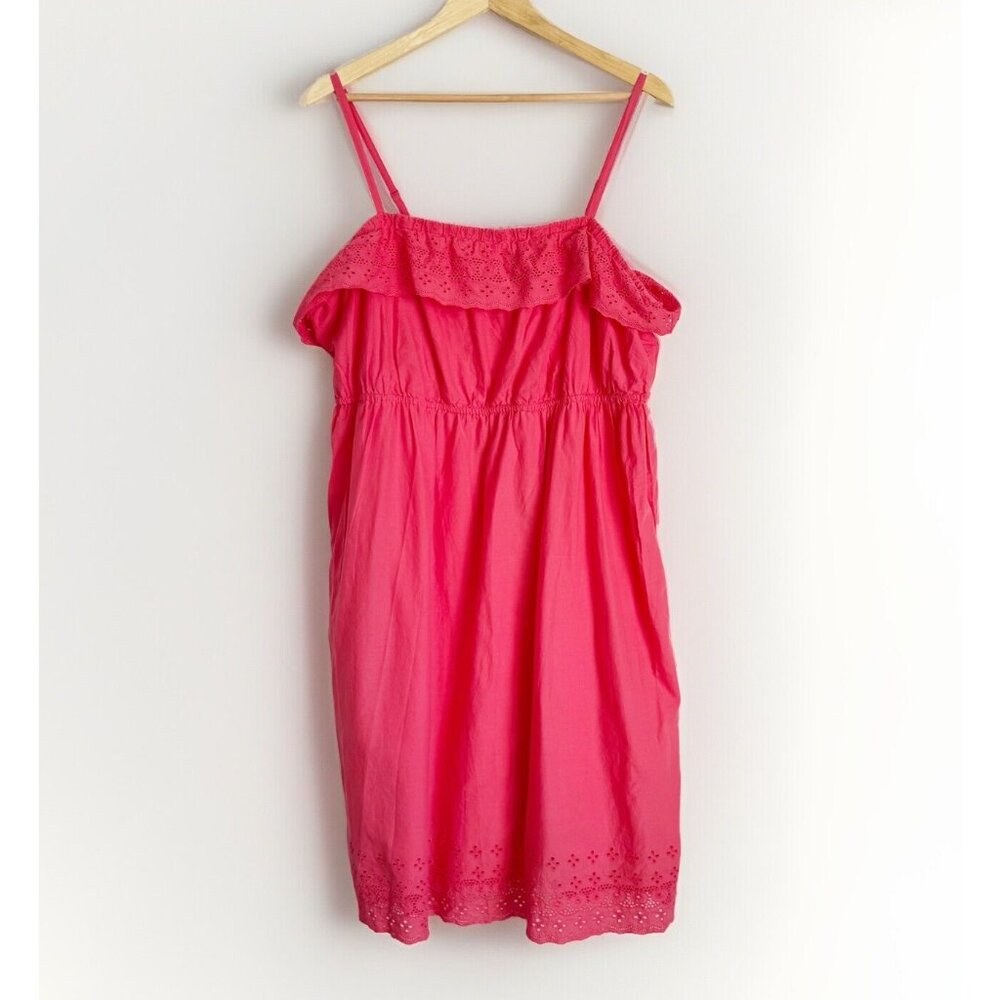 Old Navy Women’s Coral Pink Swiss Dot Ruffle Mini Cami Babydoll Dress XXL Boho